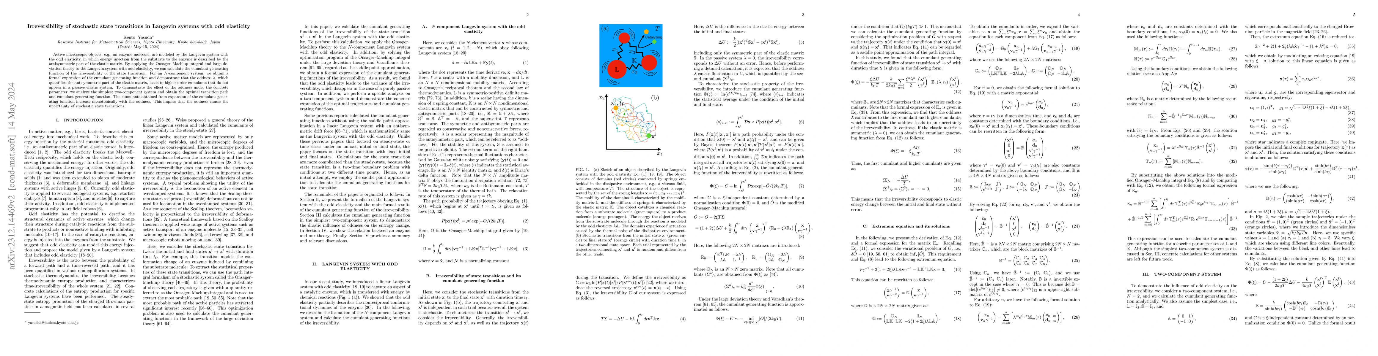 Thumbnail for Irreversibility of stochastic state transitions in Langevin systems with
  odd elasticity
