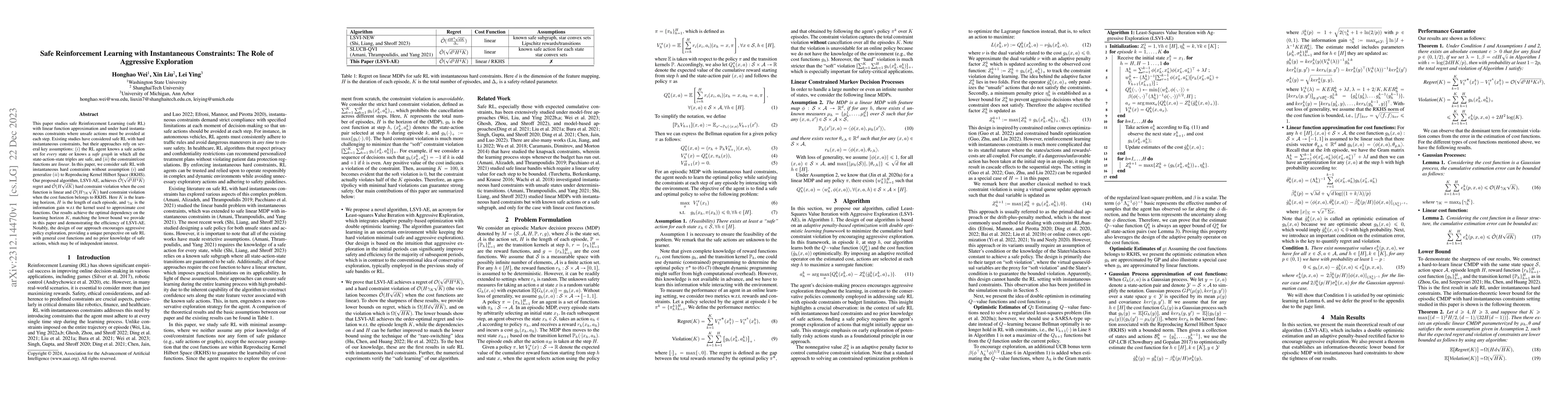 Thumbnail for Safe Reinforcement Learning with Instantaneous Constraints: The Role of
  Aggressive Exploration