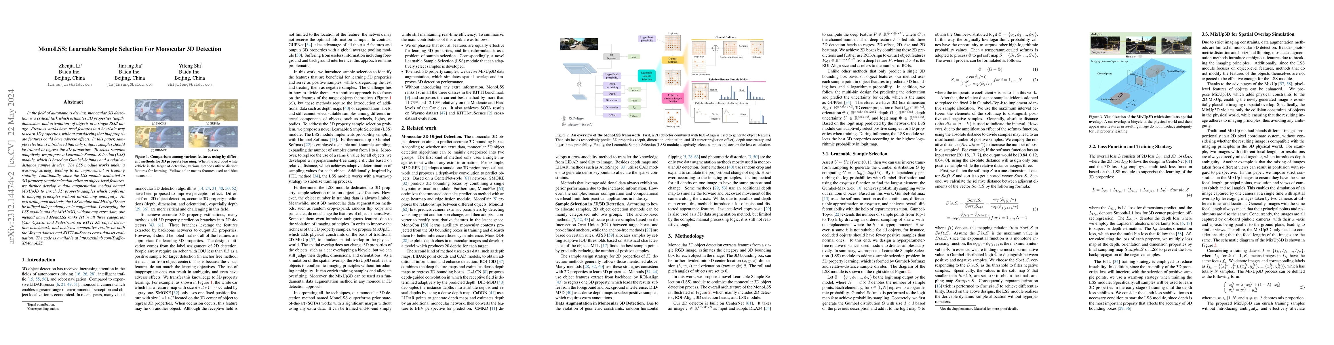 Thumbnail for MonoLSS: Learnable Sample Selection For Monocular 3D Detection