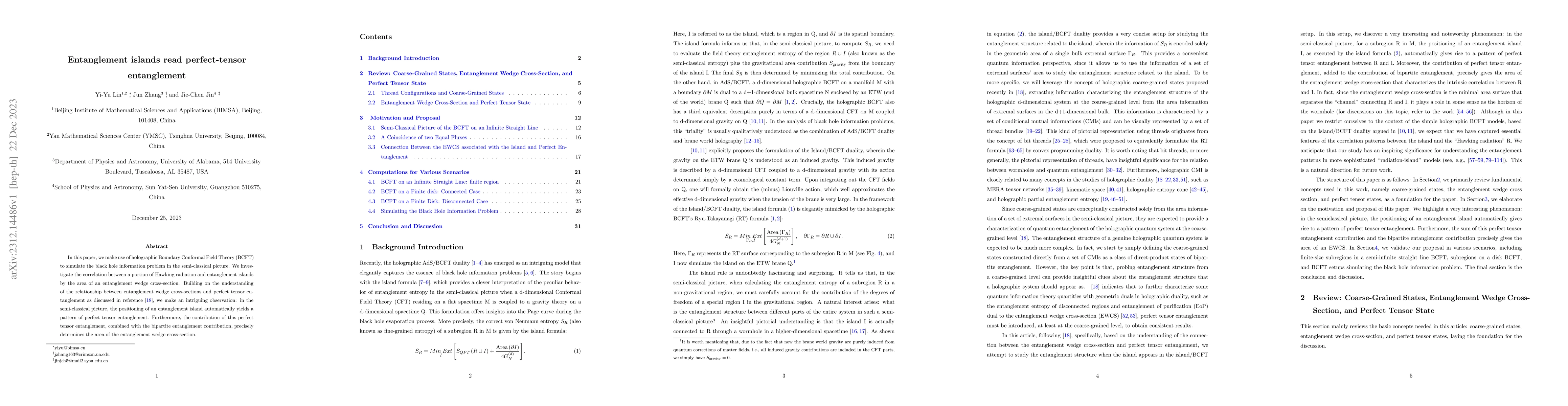 Thumbnail for Entanglement islands read perfect-tensor entanglement