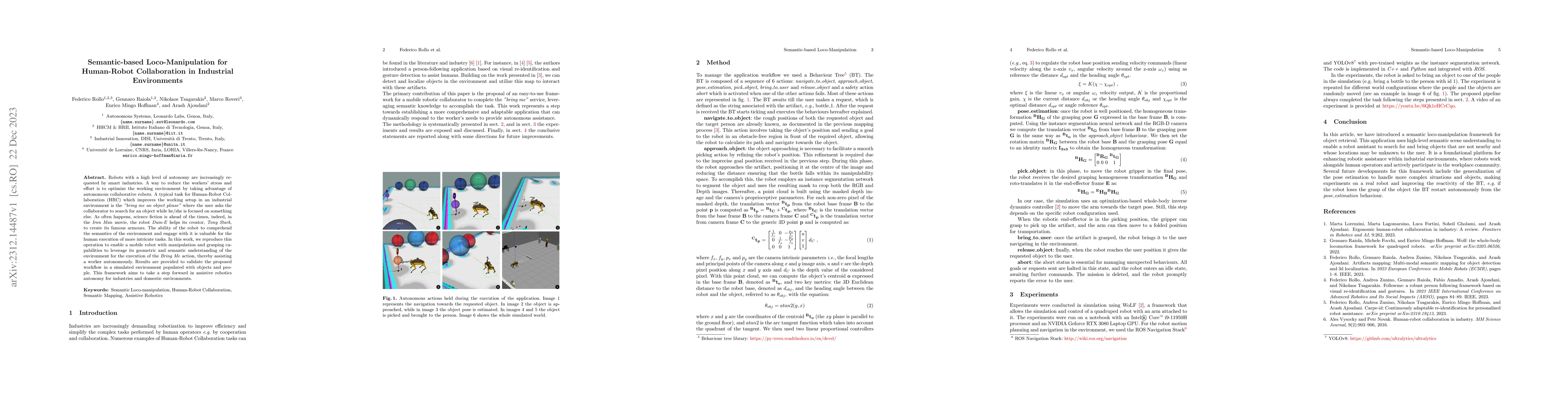 Thumbnail for Semantic-based Loco-Manipulation for Human-Robot Collaboration in
  Industrial Environments