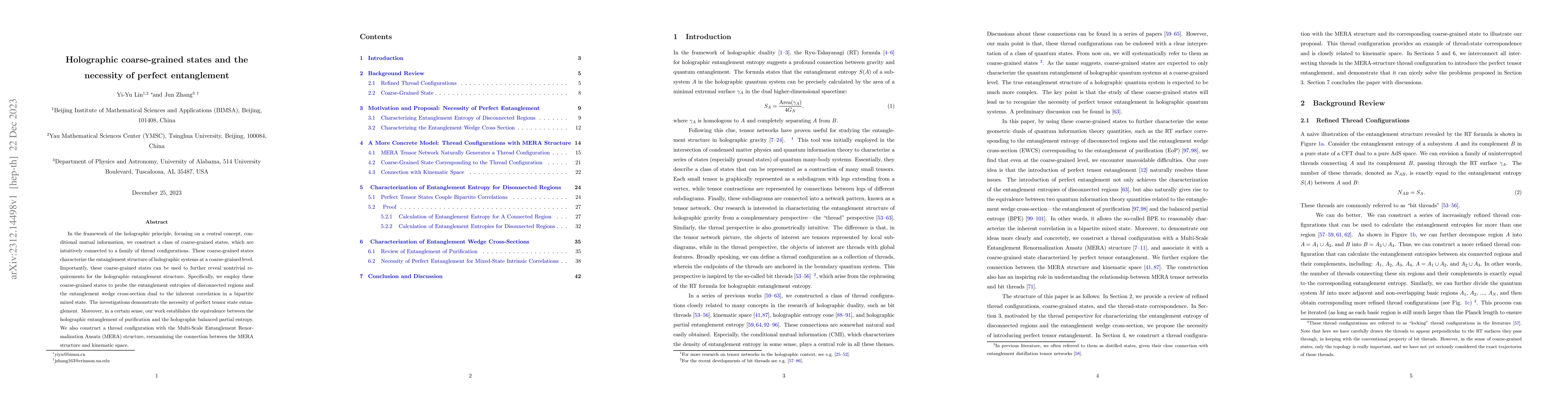 Thumbnail for Holographic coarse-grained states and the necessity of perfect
  entanglement