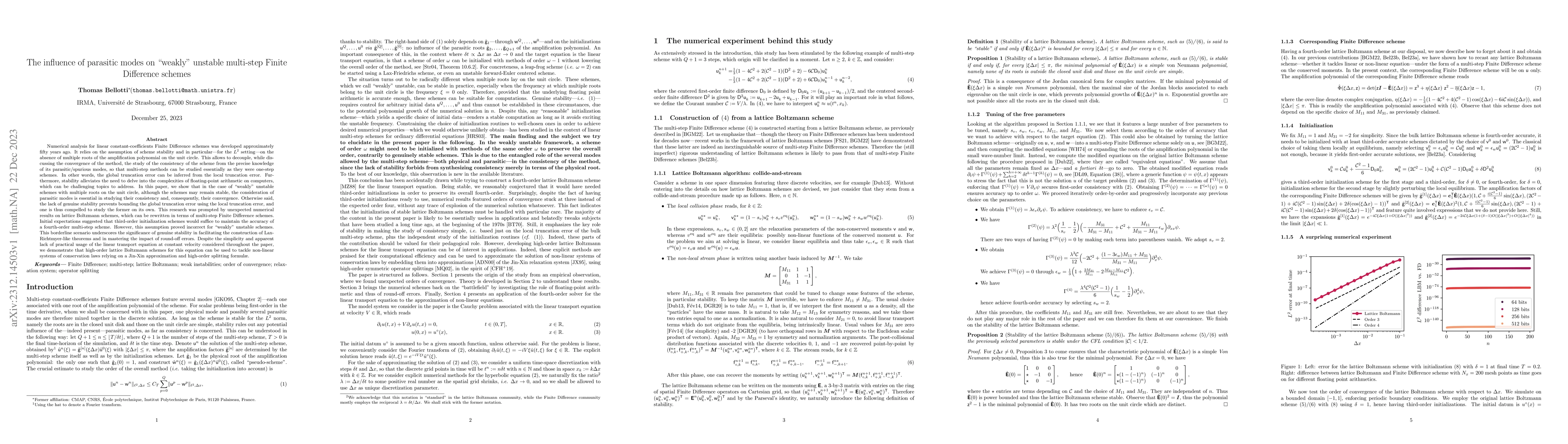 Thumbnail for The influence of parasitic modes on "weakly'' unstable multi-step Finite
  Difference schemes