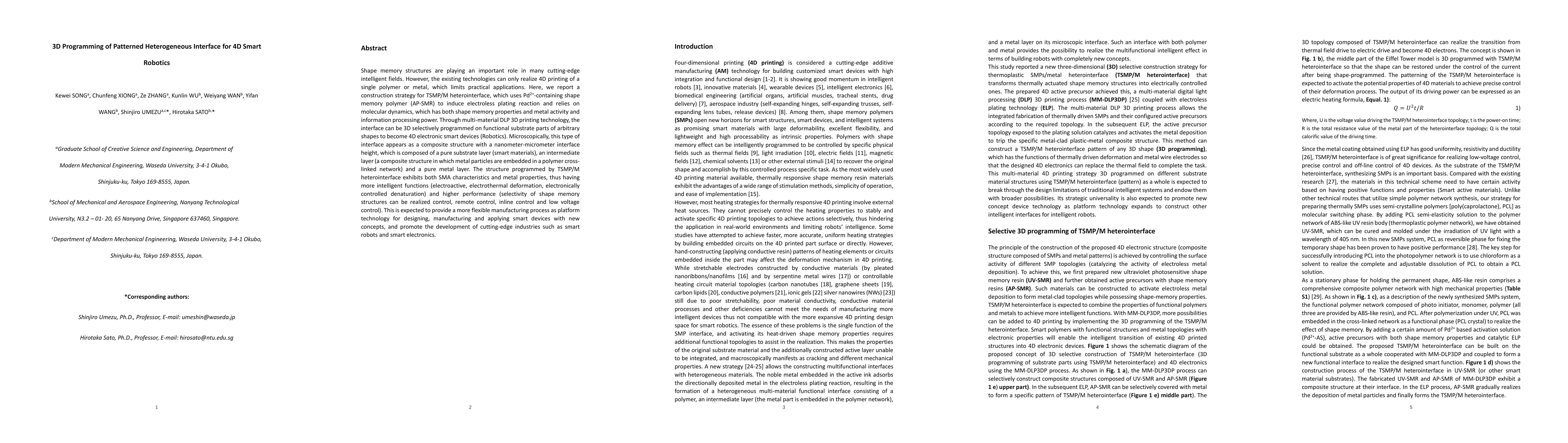Thumbnail for 3D Programming of Patterned Heterogeneous Interface for 4D Smart
  Robotics