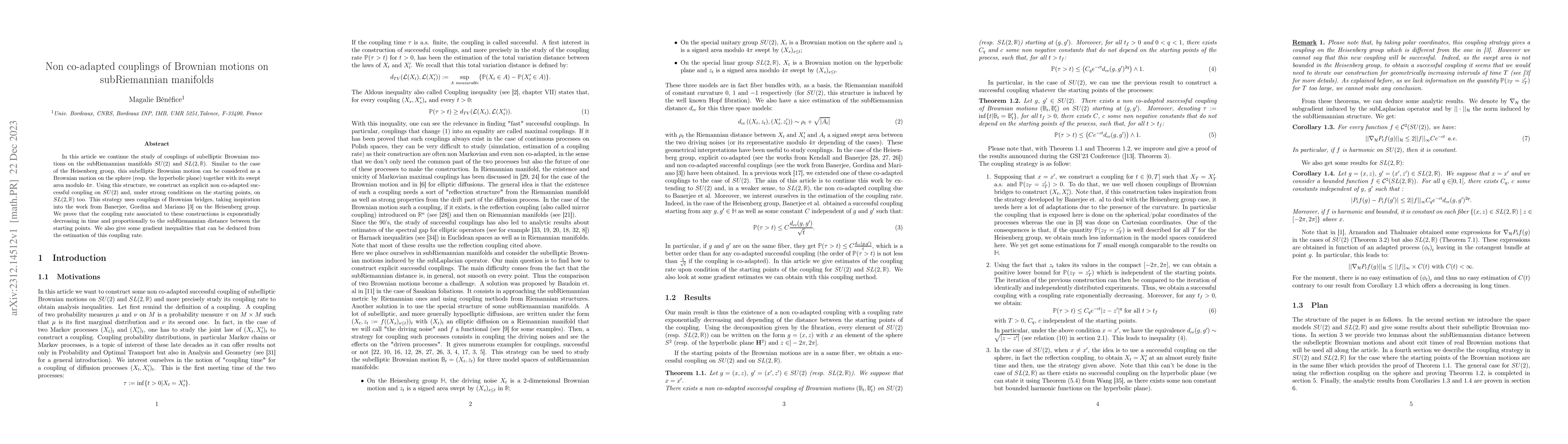 Thumbnail for Non co-adapted couplings of Brownian motions on subRiemannian manifolds