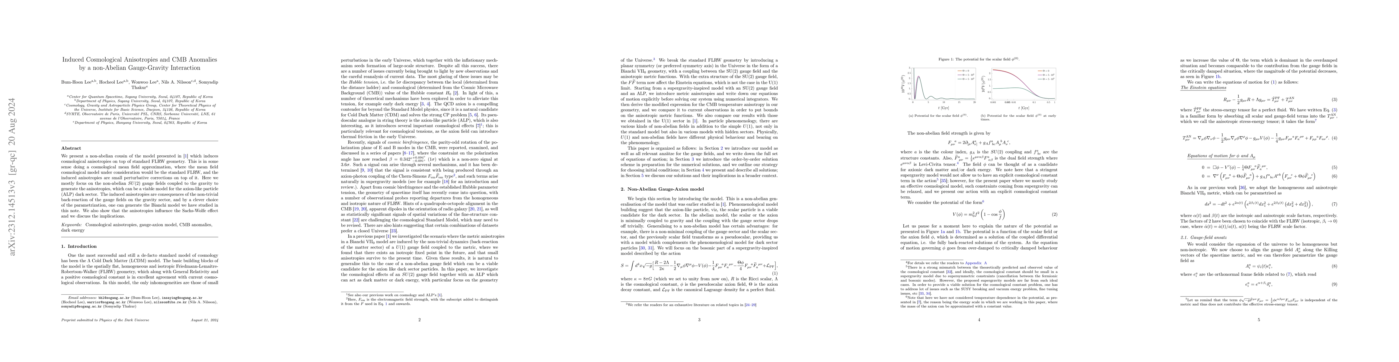 Thumbnail for Induced Cosmological Anisotropies and CMB Anomalies by a non-Abelian
  Gauge-Gravity Interaction