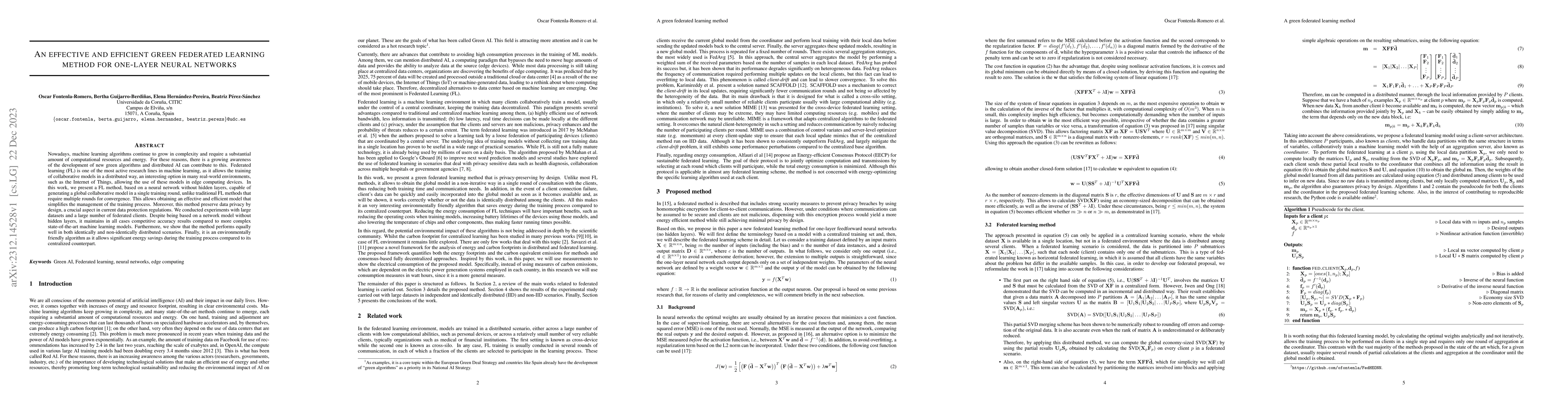 Thumbnail for An effective and efficient green federated learning method for one-layer
  neural networks