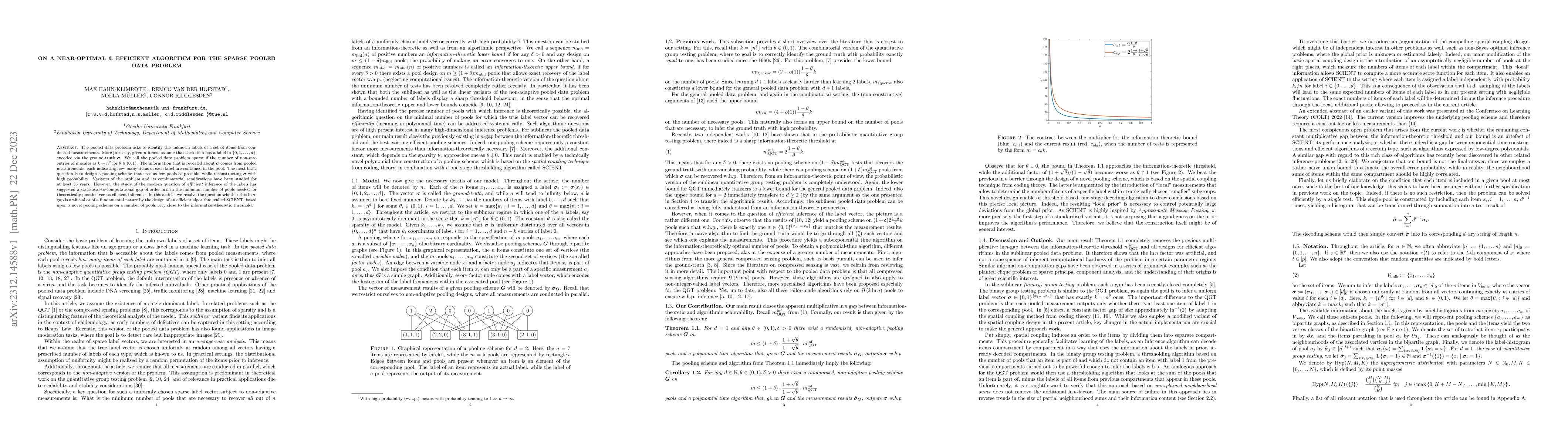 Thumbnail for On a Near-Optimal \& Efficient Algorithm for the Sparse Pooled Data
  Problem