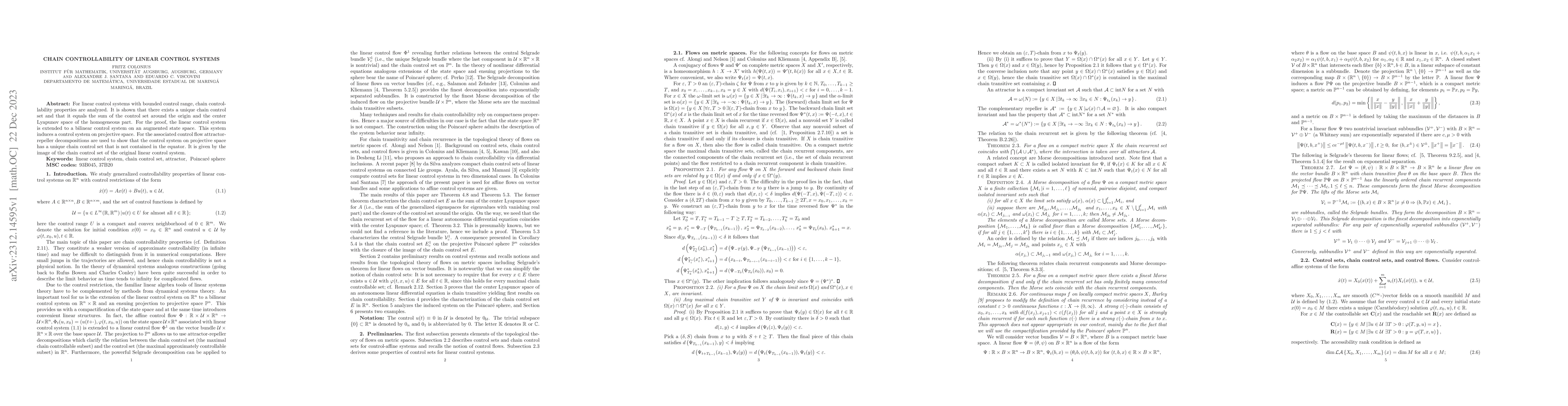 Thumbnail for Chain controllability of linear control systems