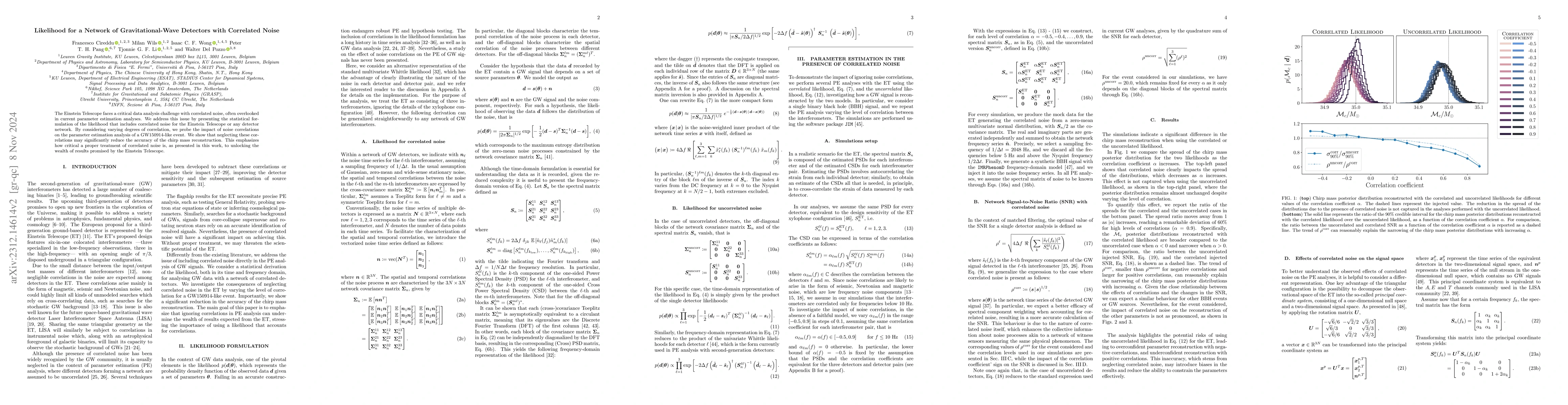 Thumbnail for Likelihood for a Network of Gravitational-Wave Detectors with Correlated
  Noise