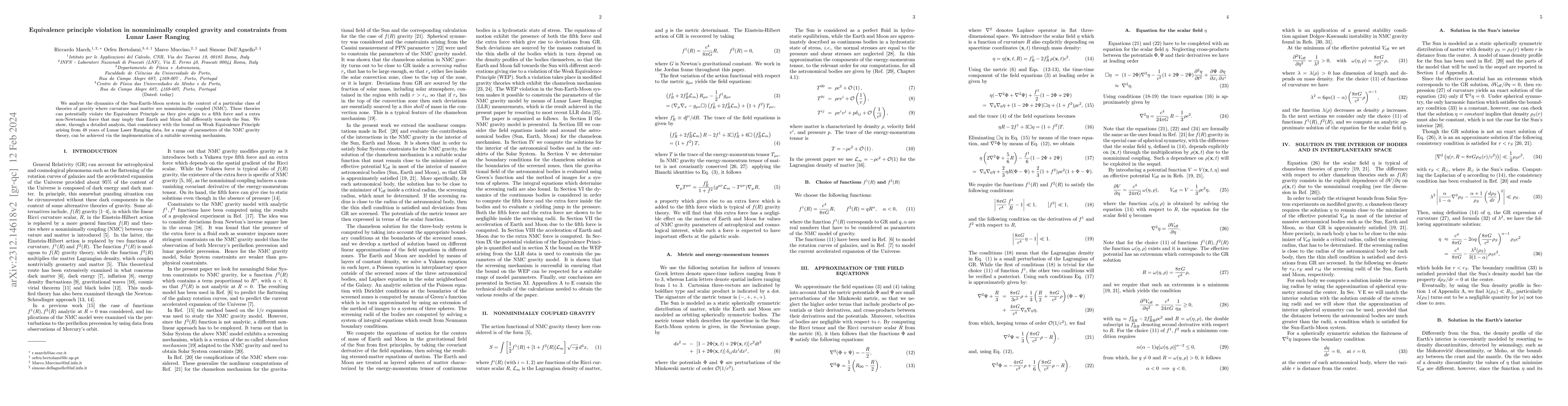 Thumbnail for Equivalence principle violation in nonminimally coupled gravity and
  constraints from Lunar Laser Ranging