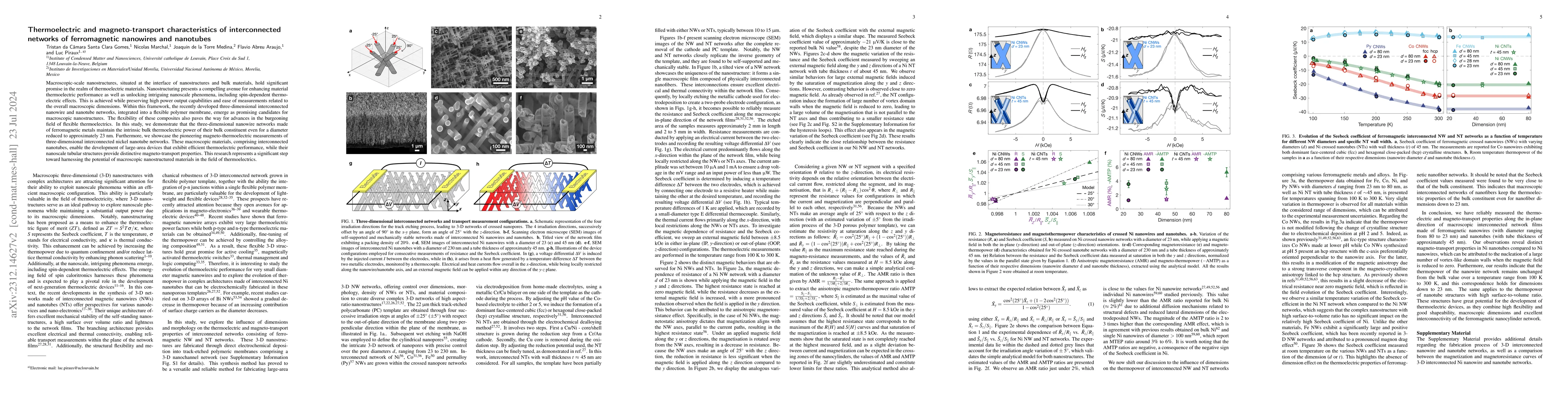 Thumbnail for Thermoelectric and magneto-transport characteristics of interconnected
  networks of ferromagnetic nanowires and nanotubes