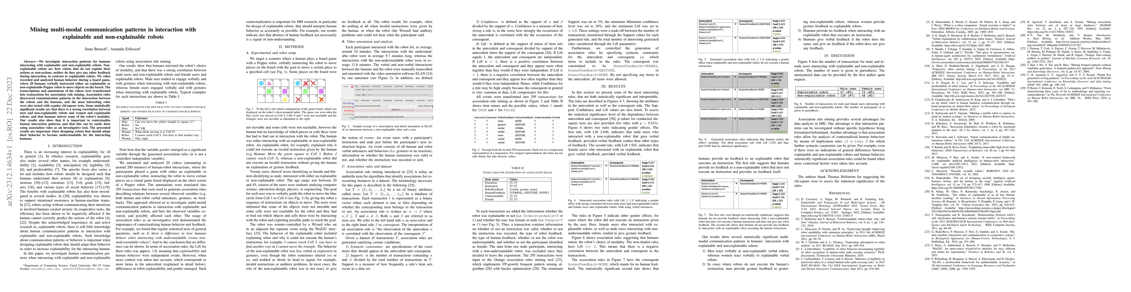 Thumbnail for Mining multi-modal communication patterns in interaction with
  explainable and non-explainable robots