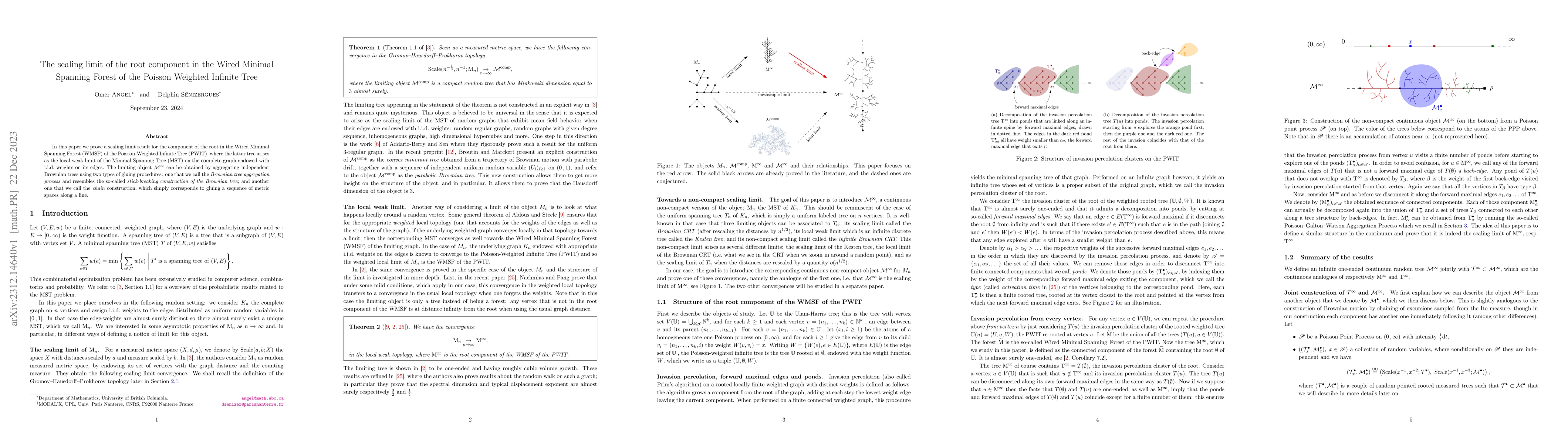 Thumbnail for The scaling limit of the root component in the Wired Minimal Spanning
  Forest of the Poisson Weighted Infinite Tree