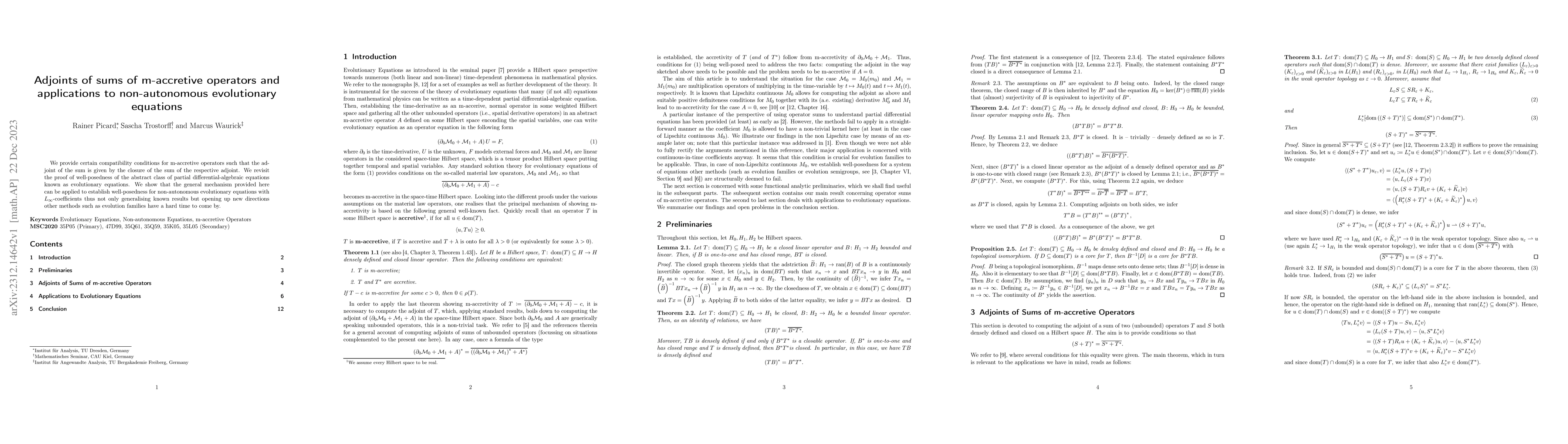 Thumbnail for Adjoints of sums of m-accretive operators and applications to
  non-autonomous evolutionary equations