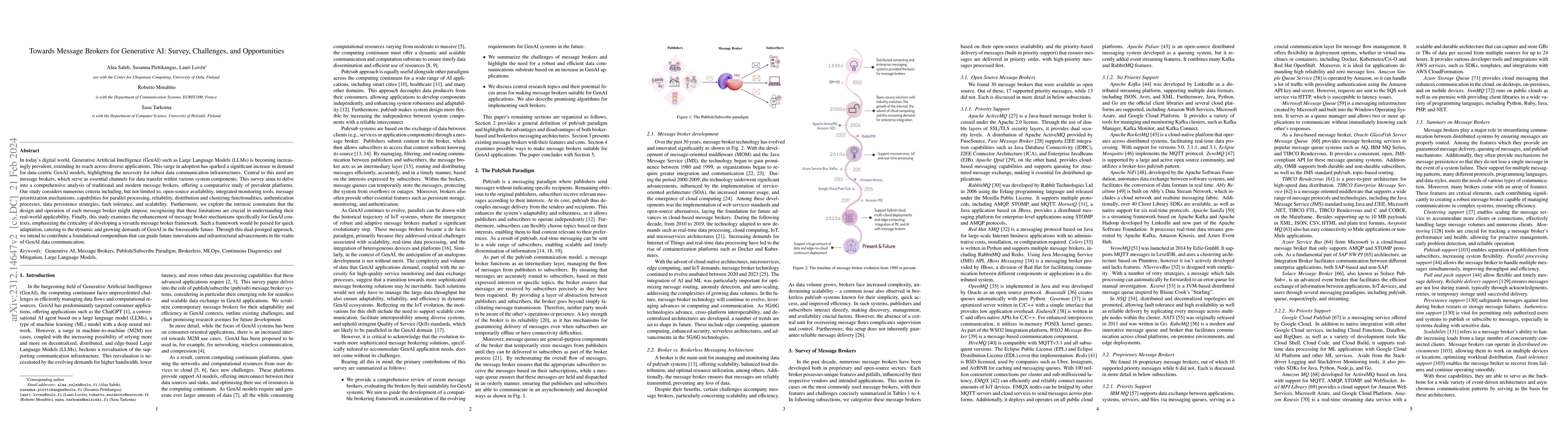 Thumbnail for Towards Message Brokers for Generative AI: Survey, Challenges, and
  Opportunities