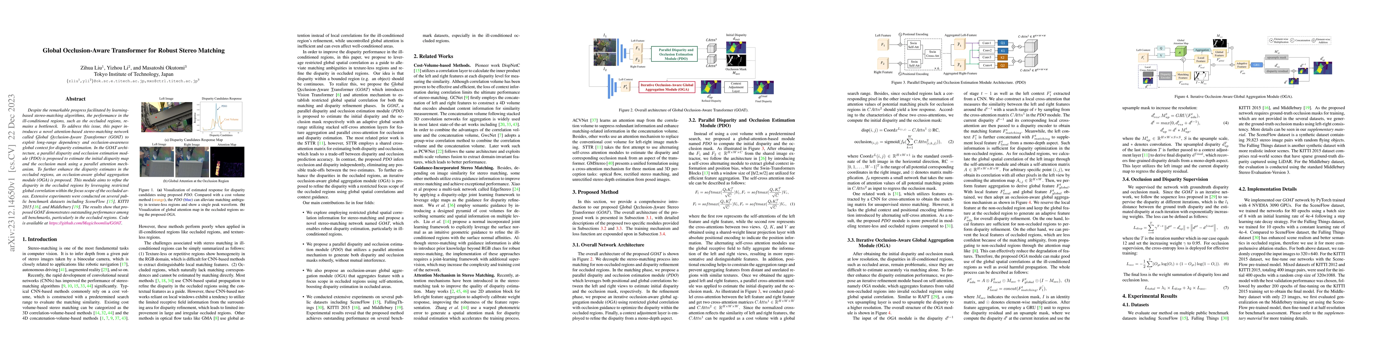 Thumbnail for Global Occlusion-Aware Transformer for Robust Stereo Matching