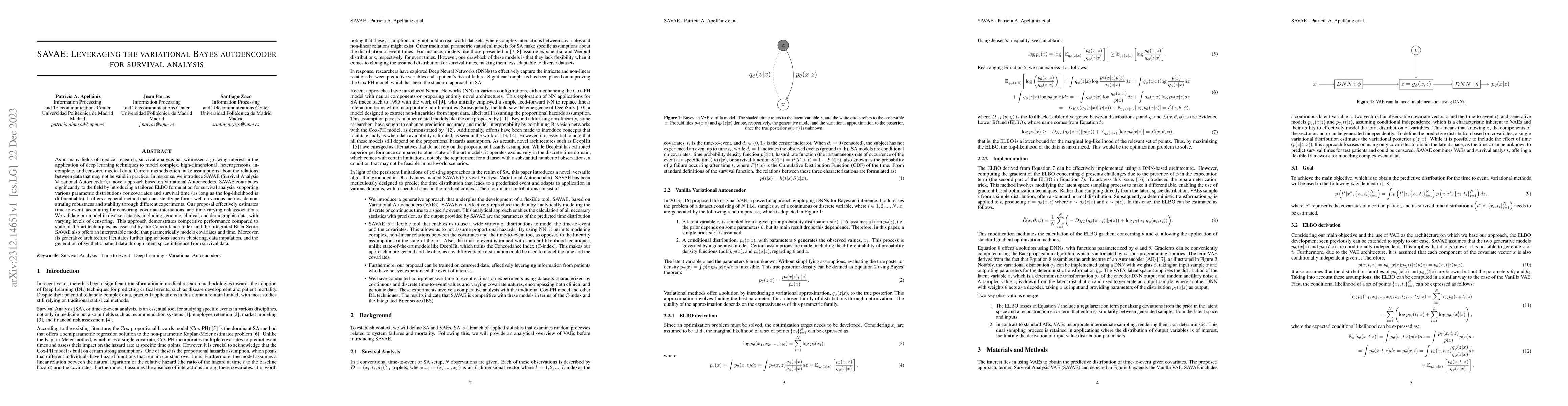 Thumbnail for SAVAE: Leveraging the variational Bayes autoencoder for survival
  analysis