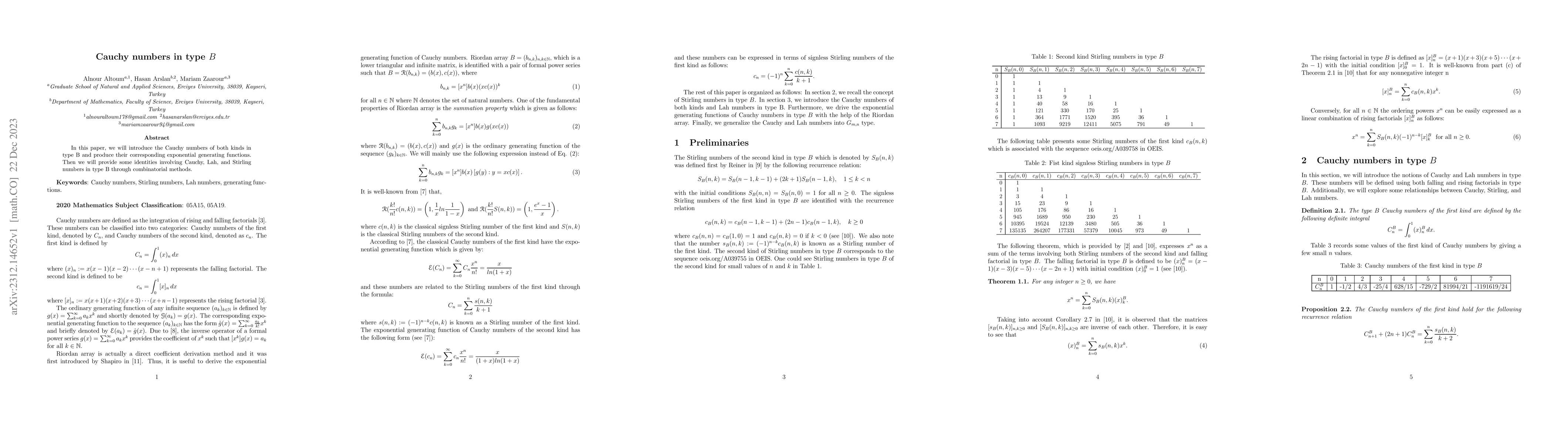 Thumbnail for Cauchy numbers in type $B$