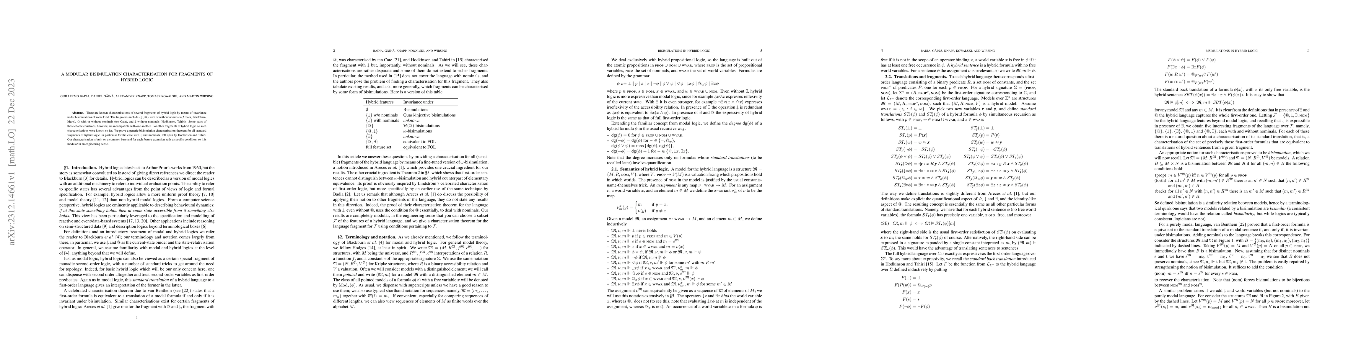 Thumbnail for A modular bisimulation characterisation for fragments of hybrid logic
