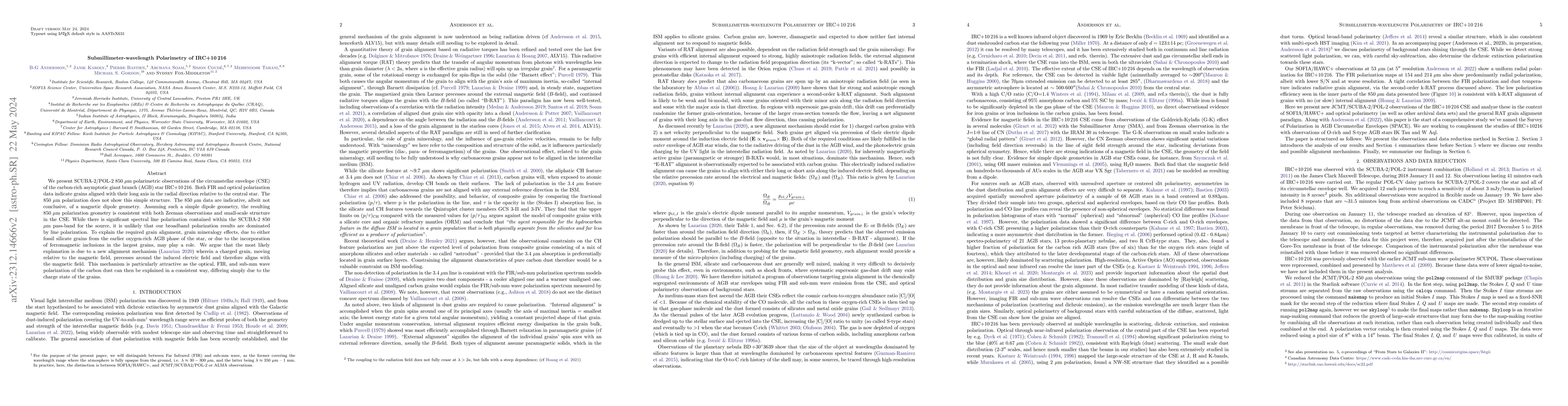 Thumbnail for Submillimeter-wavelength Polarimetry of IRC+10216