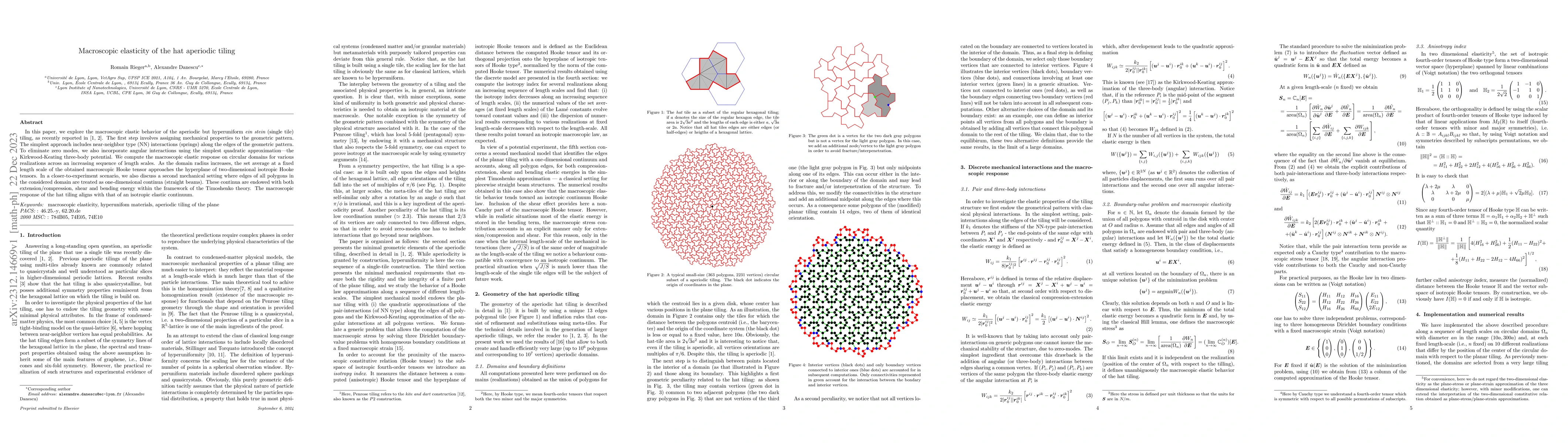 Thumbnail for Macroscopic elasticity of the hat aperiodic tiling