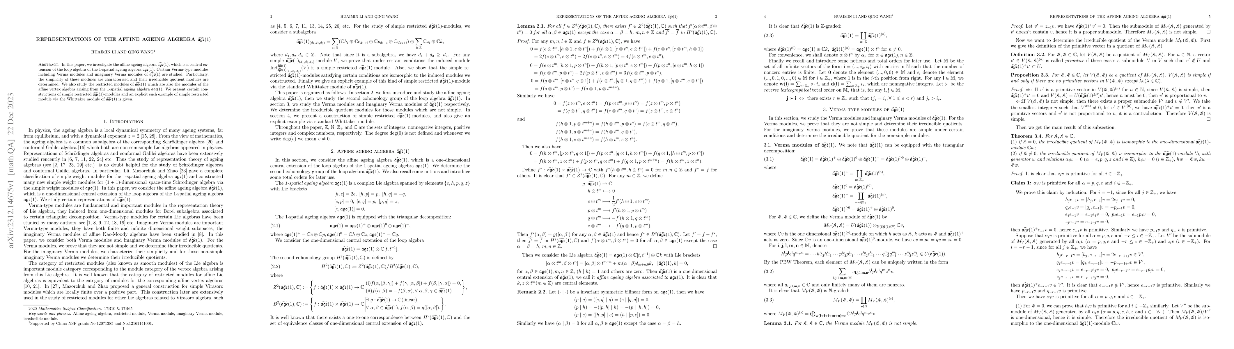 Thumbnail for Representations of the affine ageing algebra
  $\widehat{\mathfrak{age}}(1)$