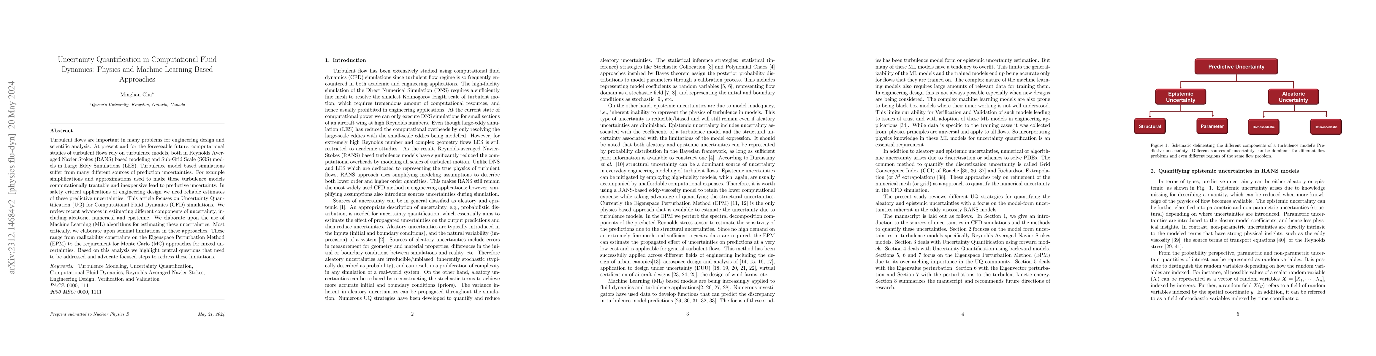 Thumbnail for Uncertainty Quantification in Computational Fluid Dynamics: Physics and
  Machine Learning Based Approaches