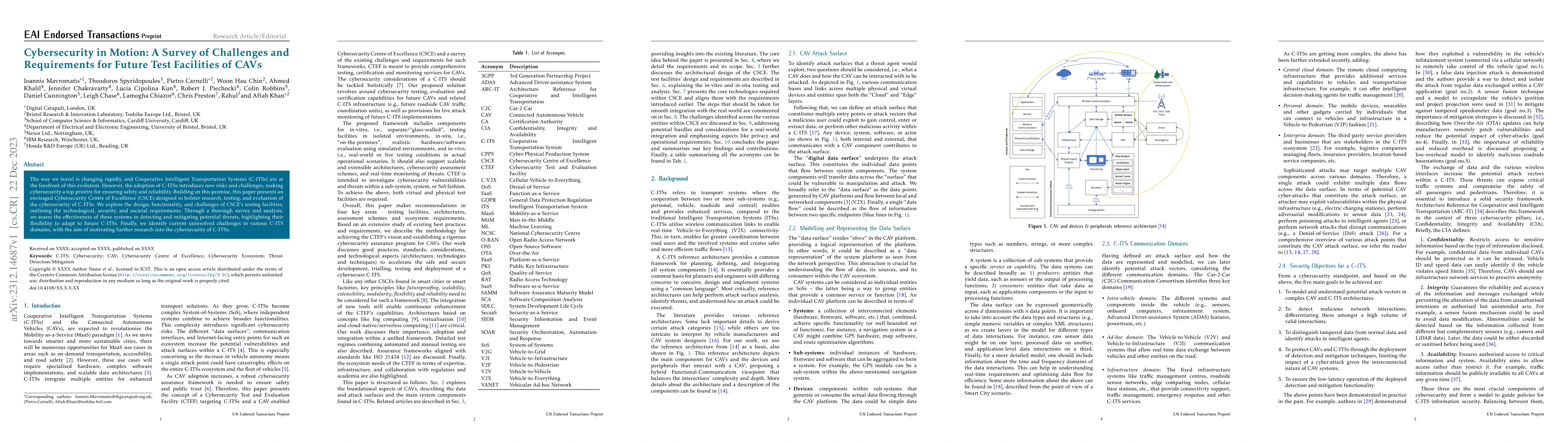 Thumbnail for Cybersecurity in Motion: A Survey of Challenges and Requirements for
  Future Test Facilities of CAVs