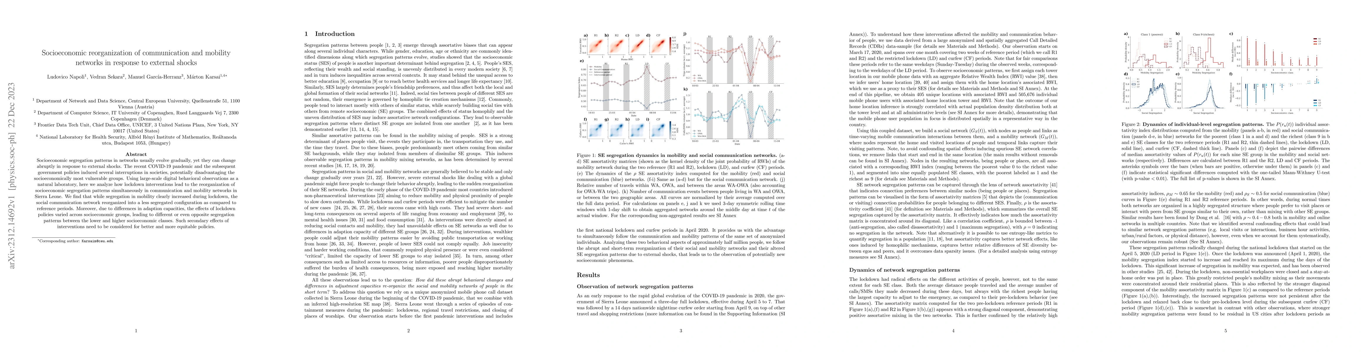Thumbnail for Socioeconomic reorganization of communication and mobility networks in
  response to external shocks