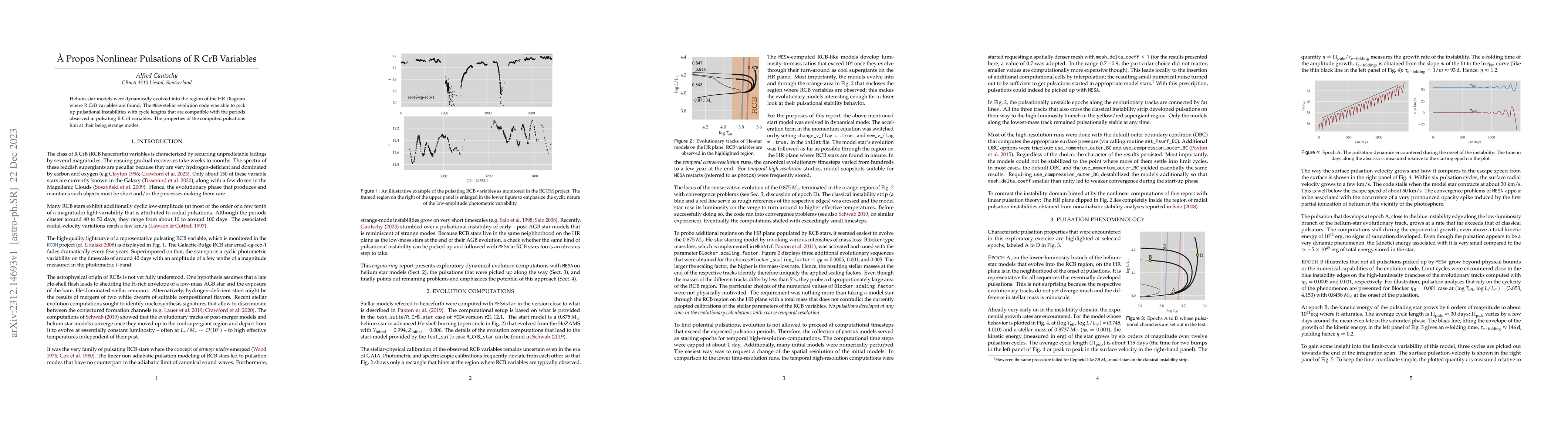 Thumbnail for \`A Propos Nonlinear Pulsations of R CrB Variables