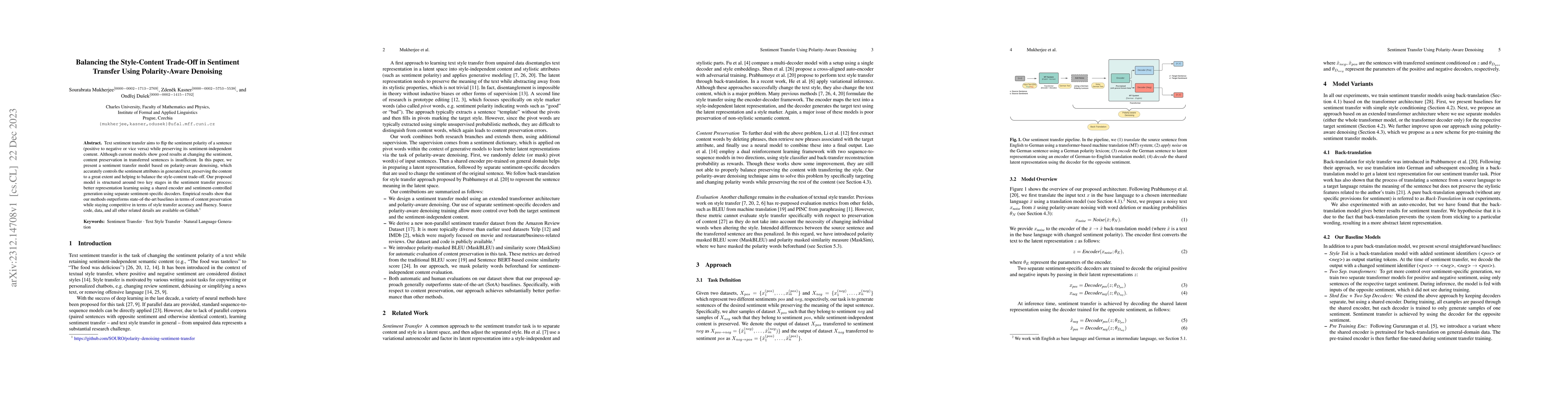 Thumbnail for Balancing the Style-Content Trade-Off in Sentiment Transfer Using
  Polarity-Aware Denoising