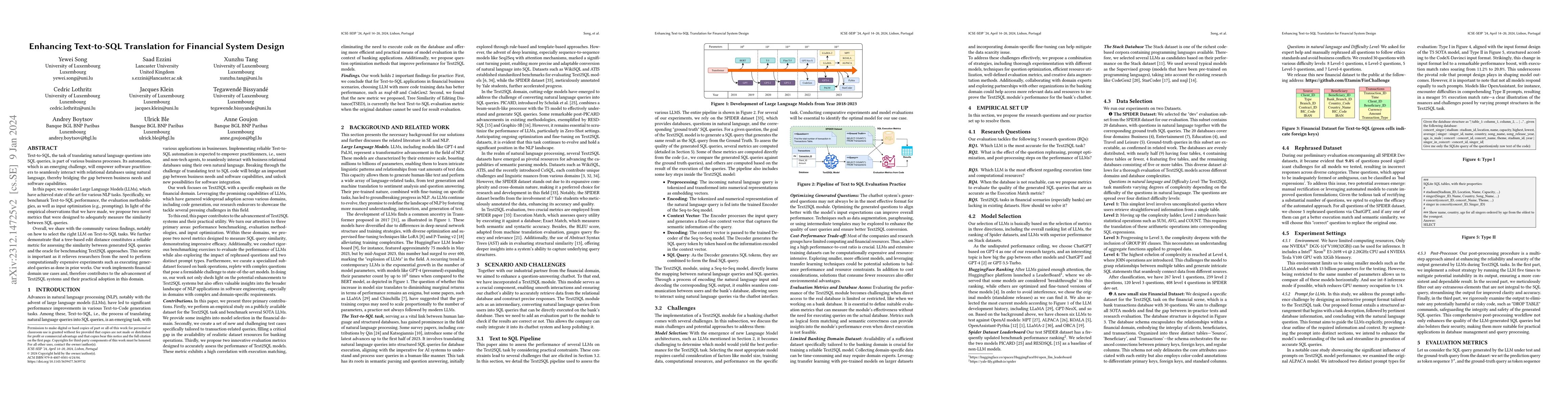 Thumbnail for Enhancing Text-to-SQL Translation for Financial System Design