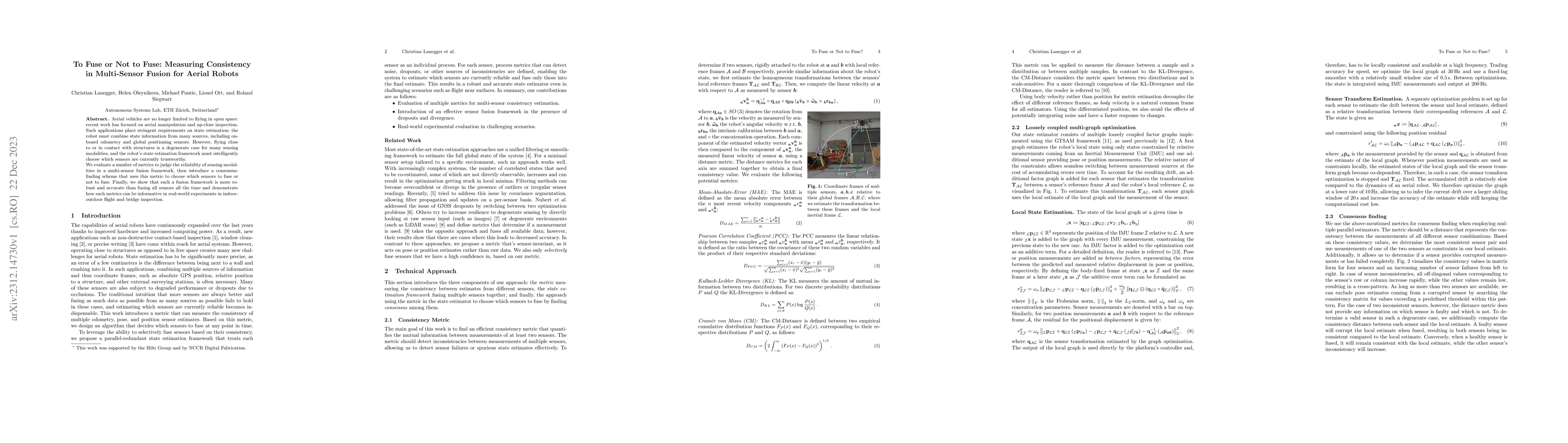 Thumbnail for To Fuse or Not to Fuse: Measuring Consistency in Multi-Sensor Fusion for
  Aerial Robots
