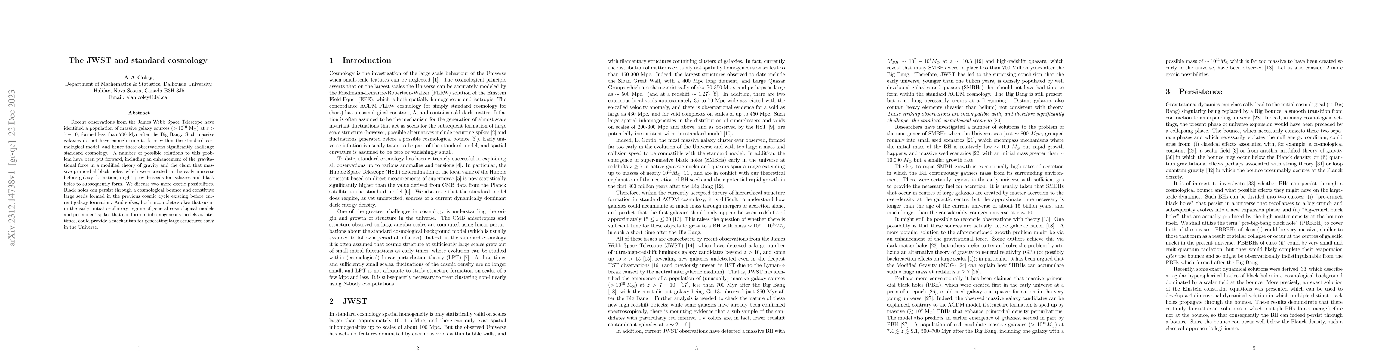 Thumbnail for The JWST and standard cosmology