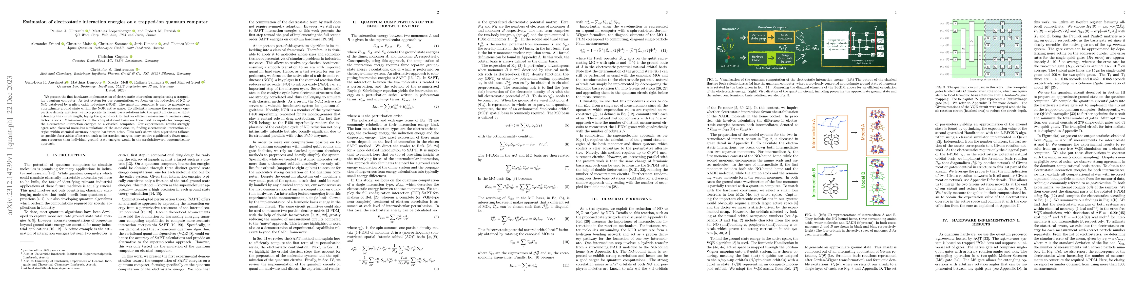 Thumbnail for Estimation of electrostatic interaction energies on a trapped-ion
  quantum computer