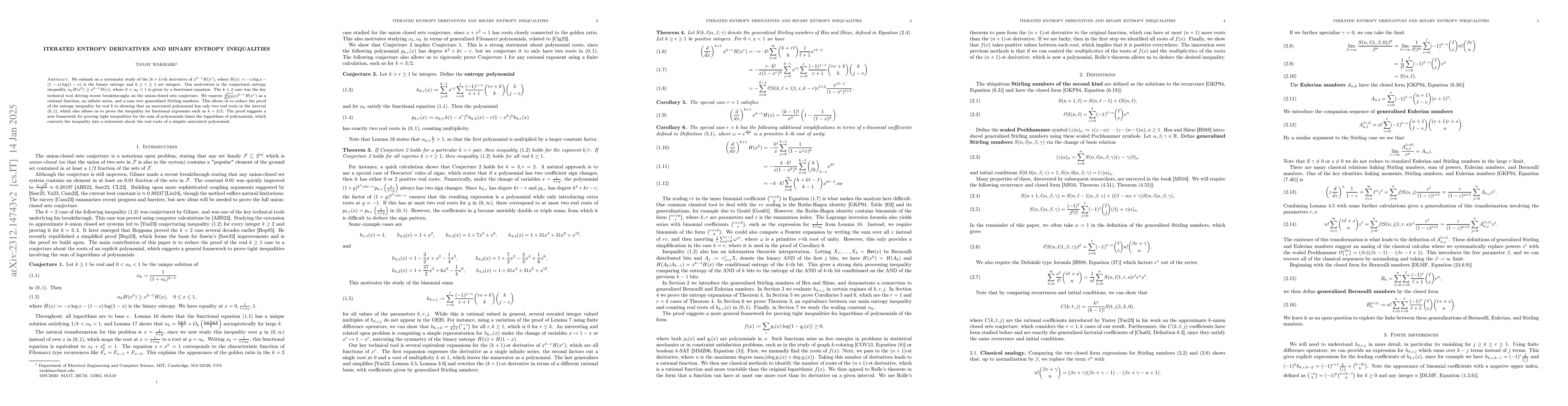 Thumbnail for Iterated Entropy Derivatives and Binary Entropy Inequalities