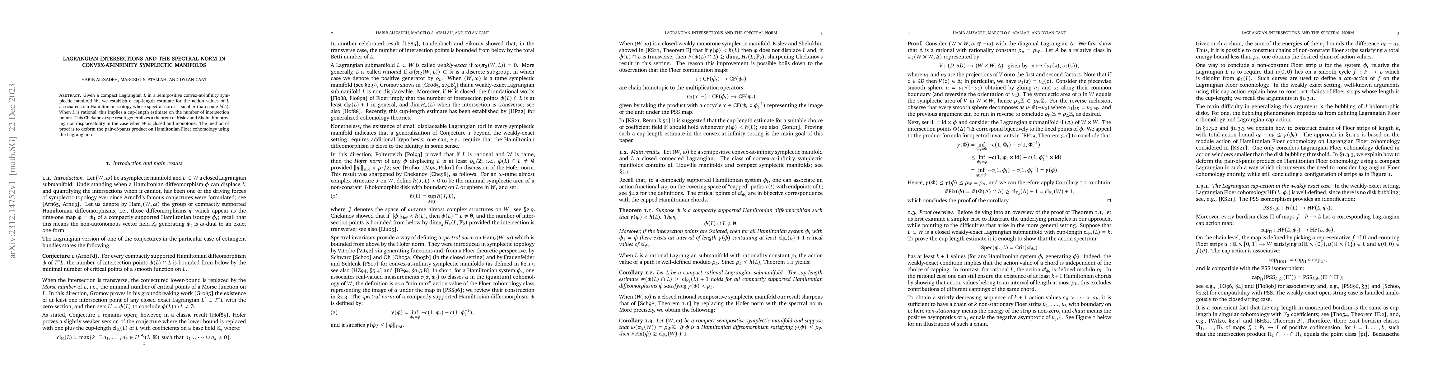 Thumbnail for Lagrangian Intersections and the spectral norm in convex-at-infinity
  symplectic manifolds