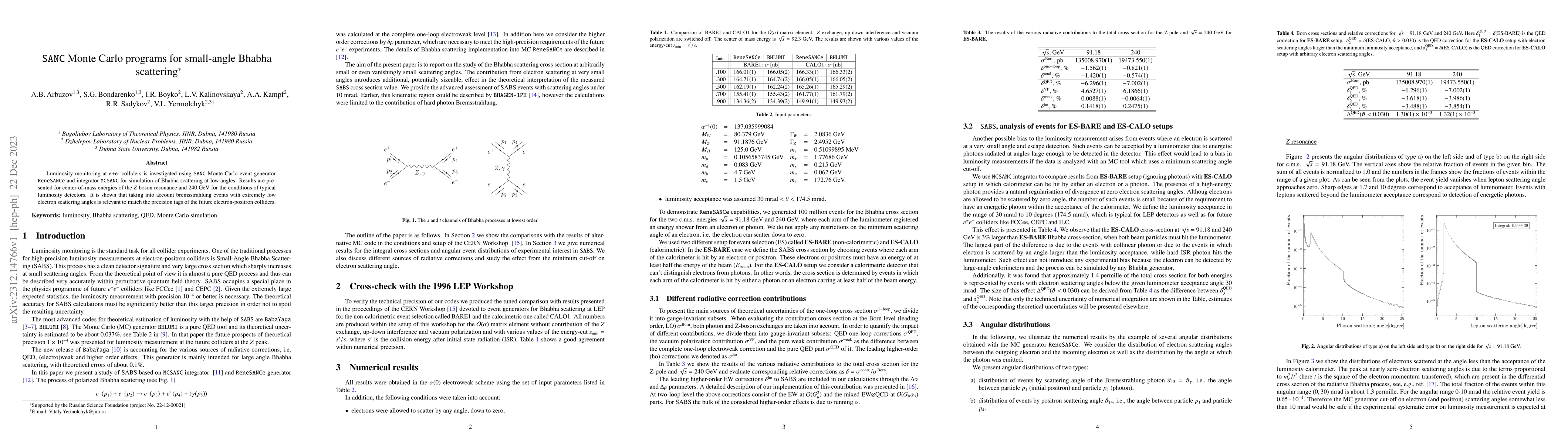 Thumbnail for SANC Monte Carlo programs for small-angle Bhabha scattering