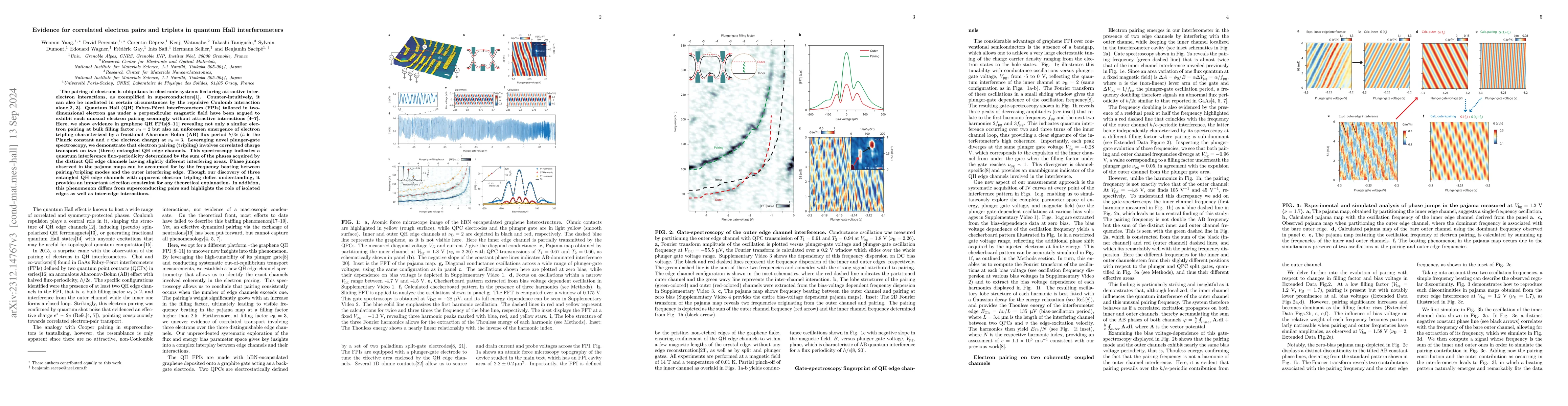 Thumbnail for Evidence for correlated electron pairs and triplets in quantum Hall
  interferometers