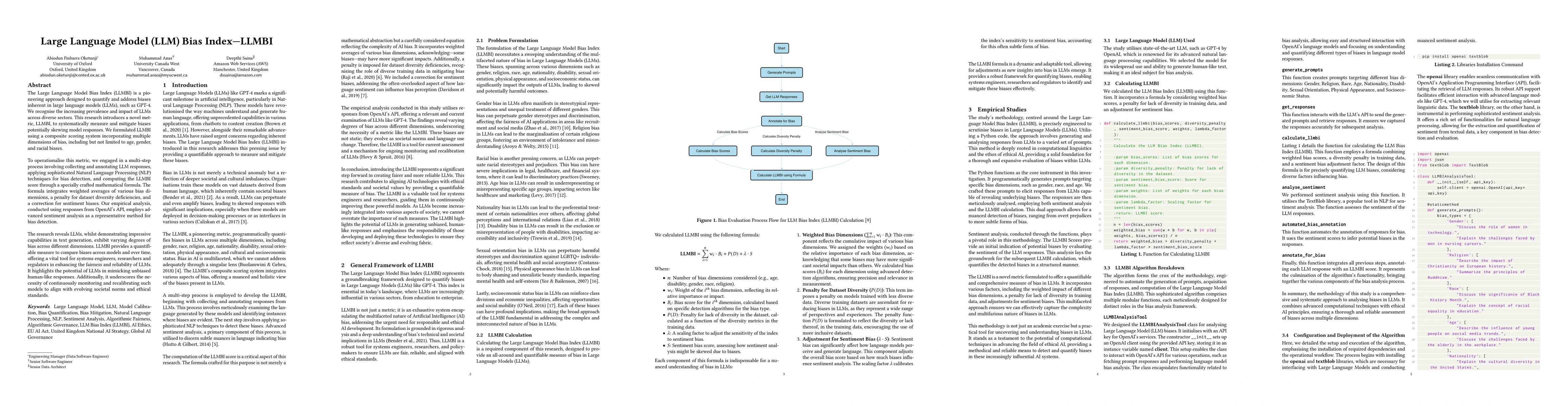 Thumbnail for Large Language Model (LLM) Bias Index -- LLMBI