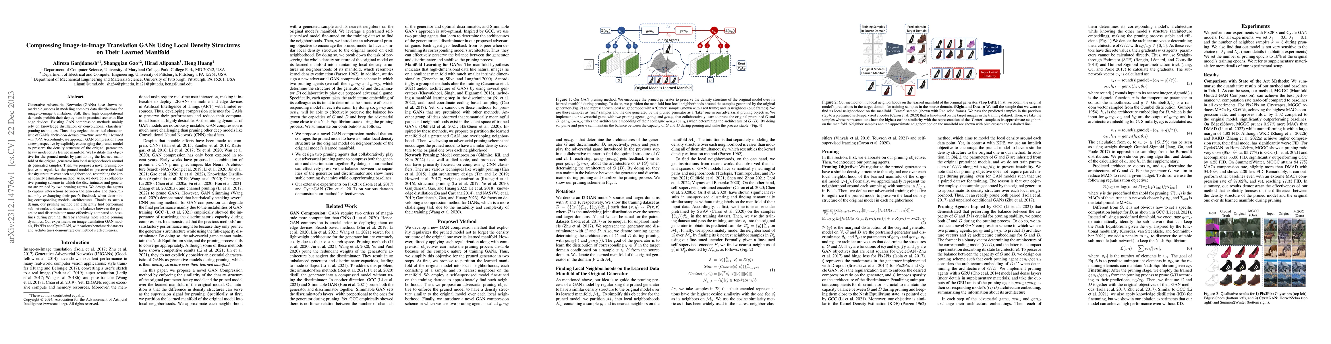 Thumbnail for Compressing Image-to-Image Translation GANs Using Local Density
  Structures on Their Learned Manifold