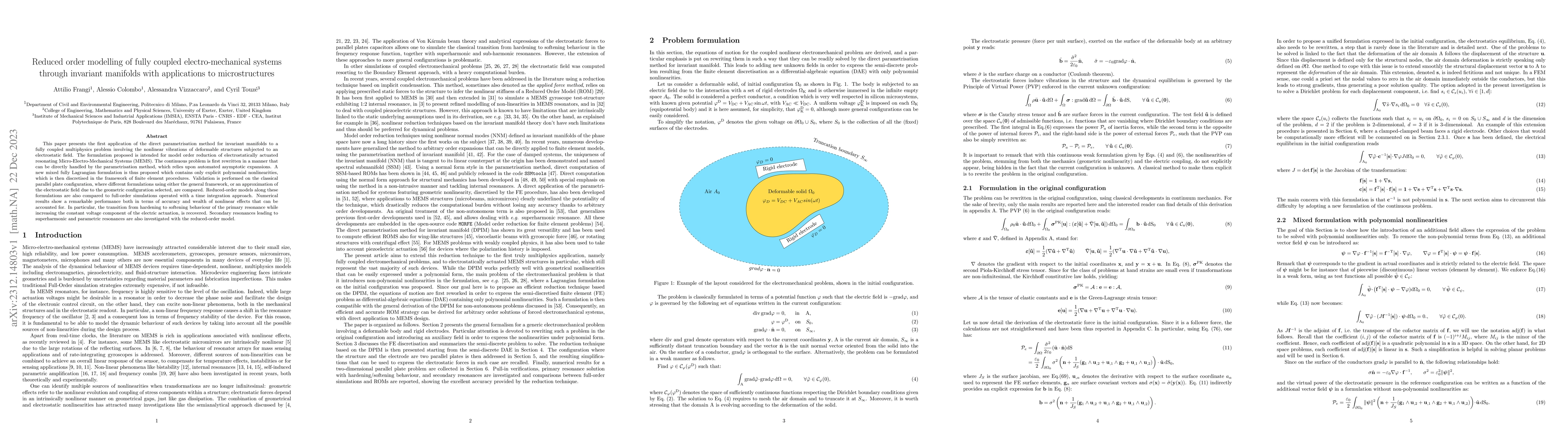 Thumbnail for Reduced order modelling of fully coupled electro-mechanical systems
  through invariant manifolds with applications to microstructures
