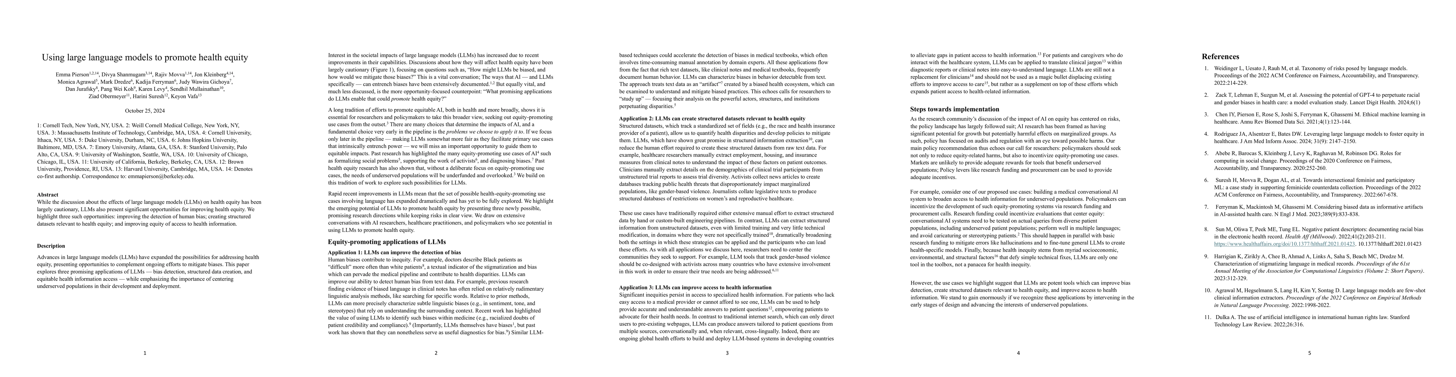 Thumbnail for Use large language models to promote equity