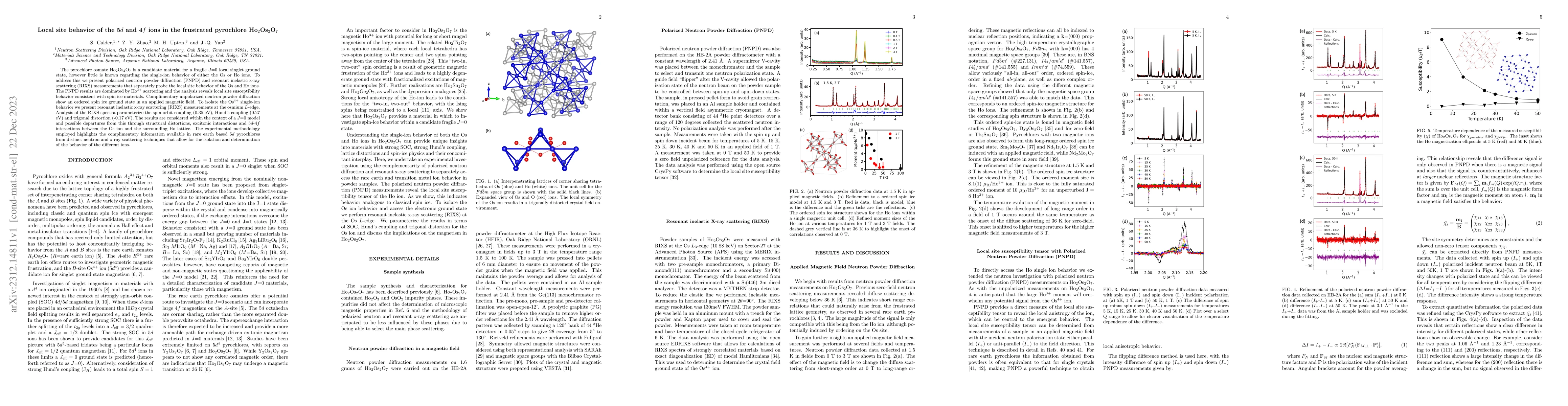 Thumbnail for Local site behavior of the 5d and 4f ions in the frustrated pyrochlore
  Ho2Os2O7