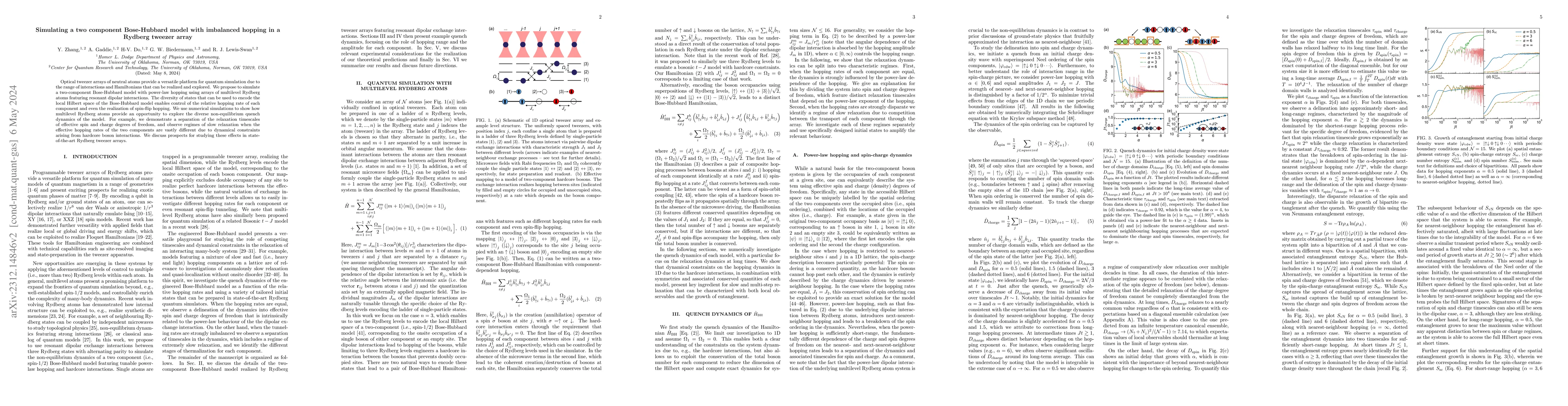 Thumbnail for Simulating a two component Bose-Hubbard model with imbalanced hopping in
  a Rydberg tweezer array