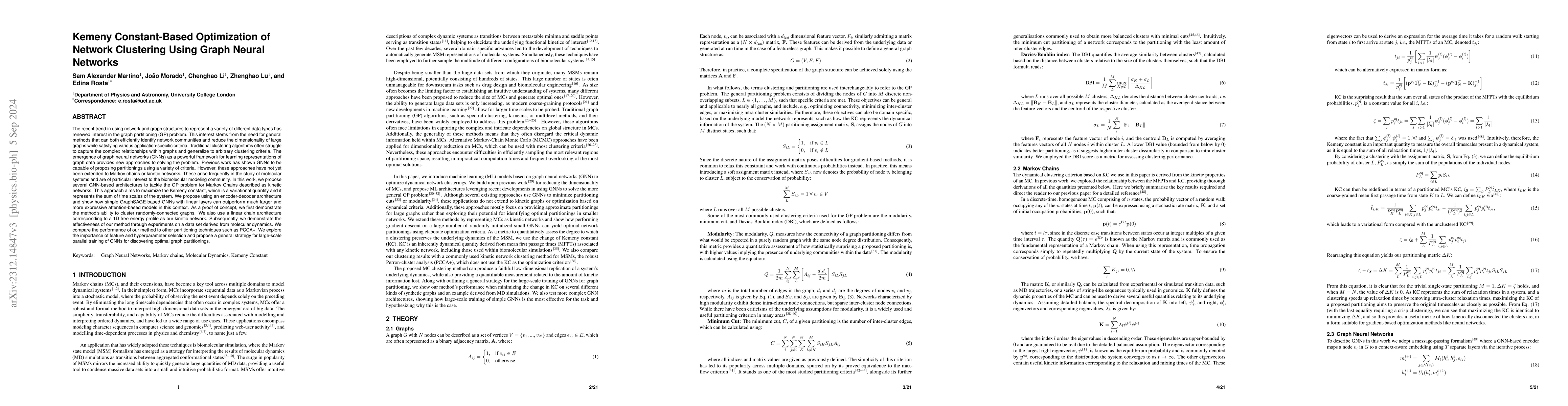 Thumbnail for Large Scale Training of Graph Neural Networks for Optimal Markov-Chain
  Partitioning Using the Kemeny Constant