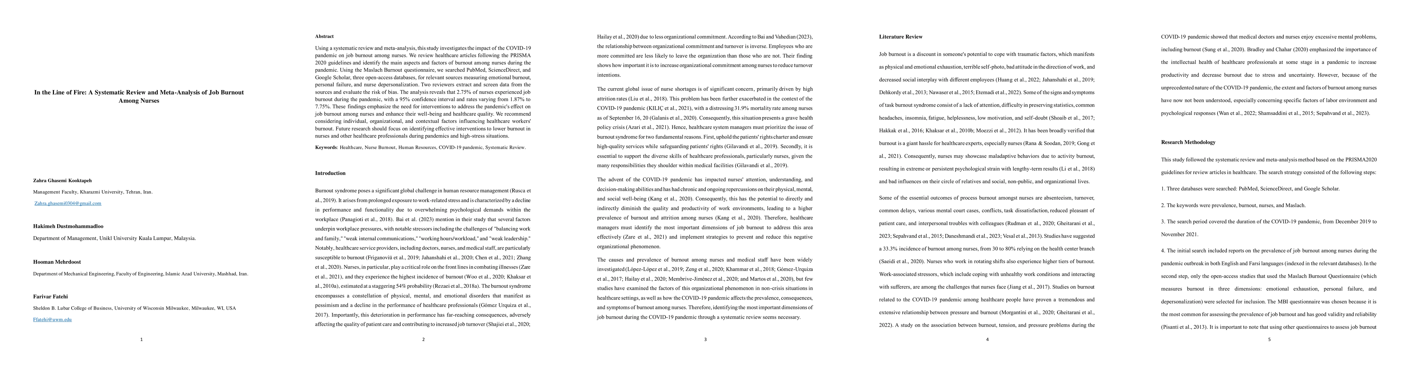 Thumbnail for In the Line of Fire: A Systematic Review and Meta-Analysis of Job
  Burnout Among Nurses