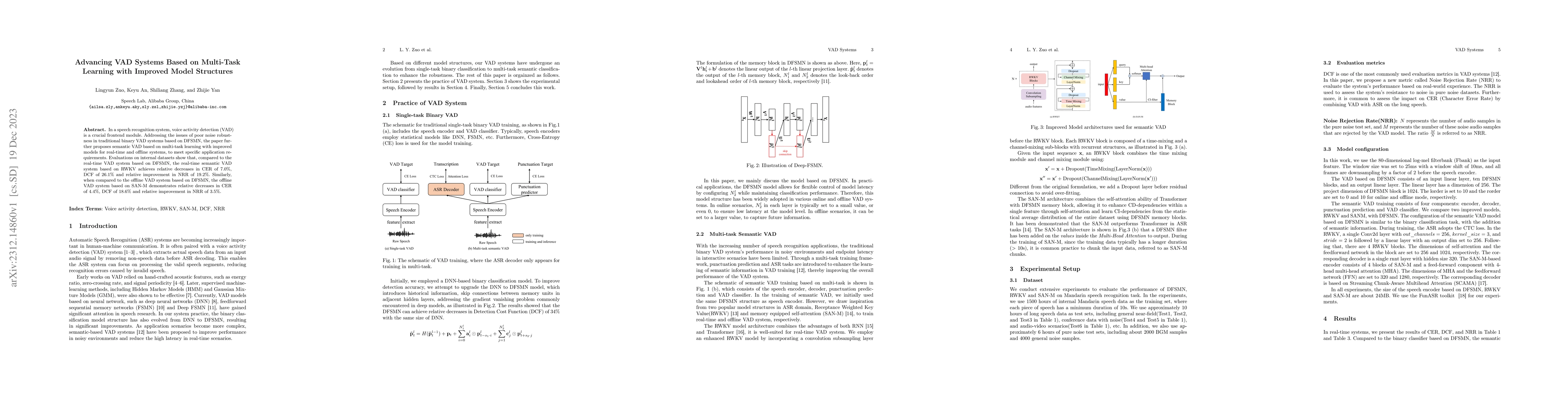 Thumbnail for Advancing VAD Systems Based on Multi-Task Learning with Improved Model
  Structures
