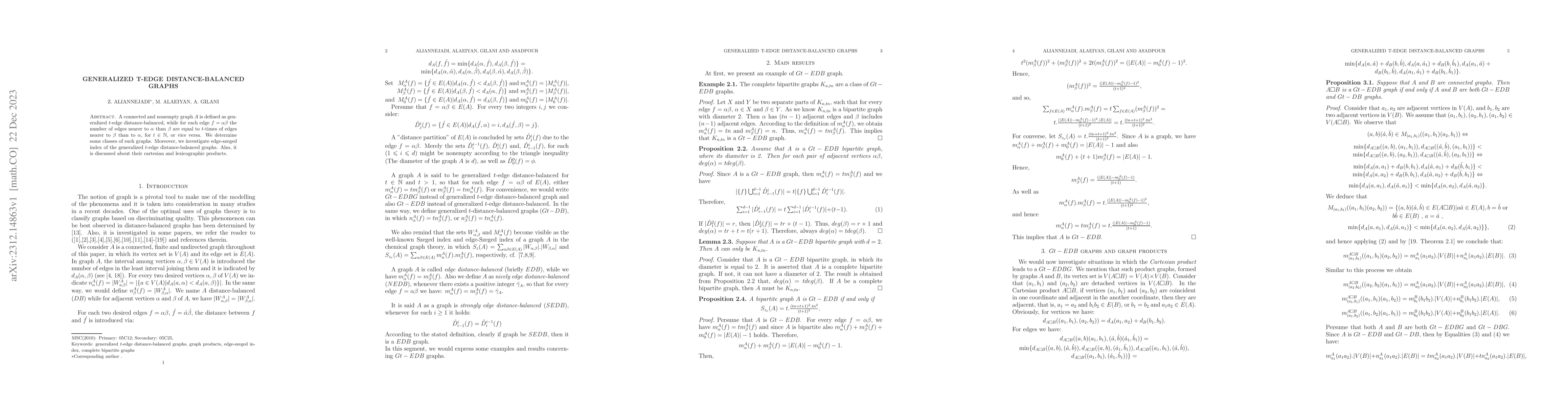 Thumbnail for Generalized T-Edge Distance-Balanced Graphs